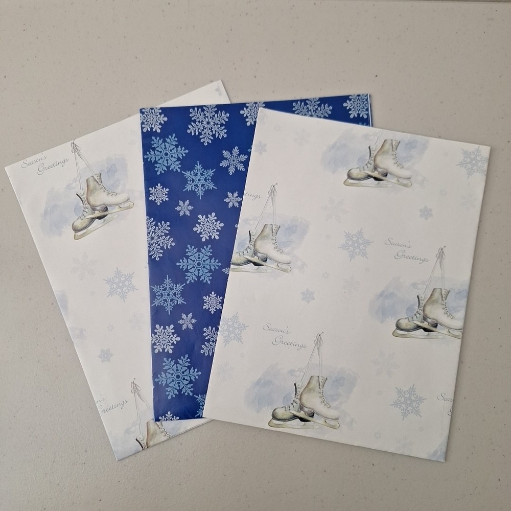 Vintage Christmas Wrapping Paper 1990s USA Olympics Holiday Ice Skater Snowflake - Picture 2 of 12